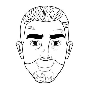 Adam siyah beyaz pop art karikatür yüz