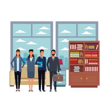 ofiste iş adamları avatar çizgi film karakterleri