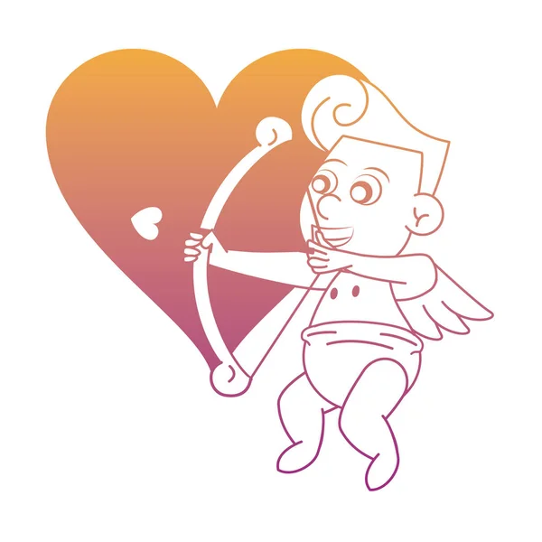 Cupido boltív a szív szivárványos vonalak — Stock Vector