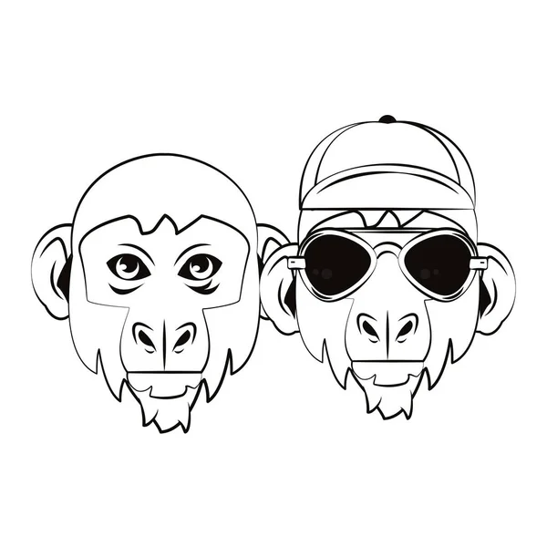 Hipster monkeys cool sketch — Stock Vector