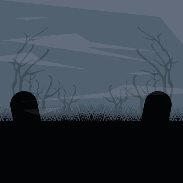 Cimetière silhouette sombre — Image vectorielle
