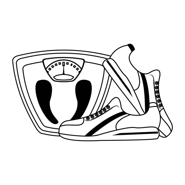 Fitness dan peralatan olahraga dalam hitam dan putih - Stok Vektor