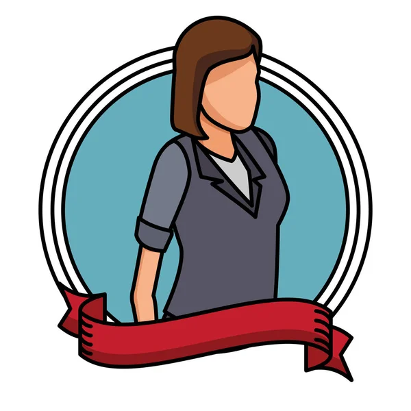 Ejecutiva mujer de negocios avatar icono redondo — Vector de stock