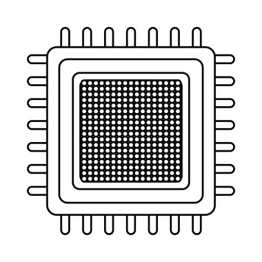 mikroçip çizgi film simgesi siyah beyaz