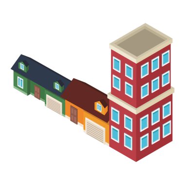 Evler ve yapılar isometrik