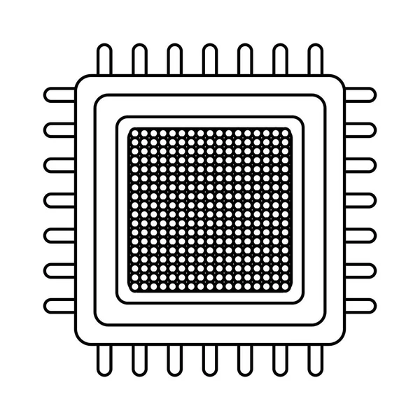 Ikona kreskówki mikrochip czarno-biały — Wektor stockowy