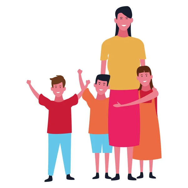 Famille avec enfants dessins animés — Image vectorielle