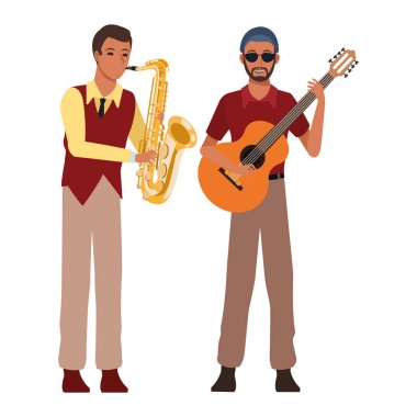 saksafon ve gitar çalan müzisyen