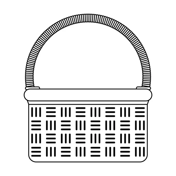 Piquenique cesta desenhos animados isolados em preto e branco — Vetor de Stock