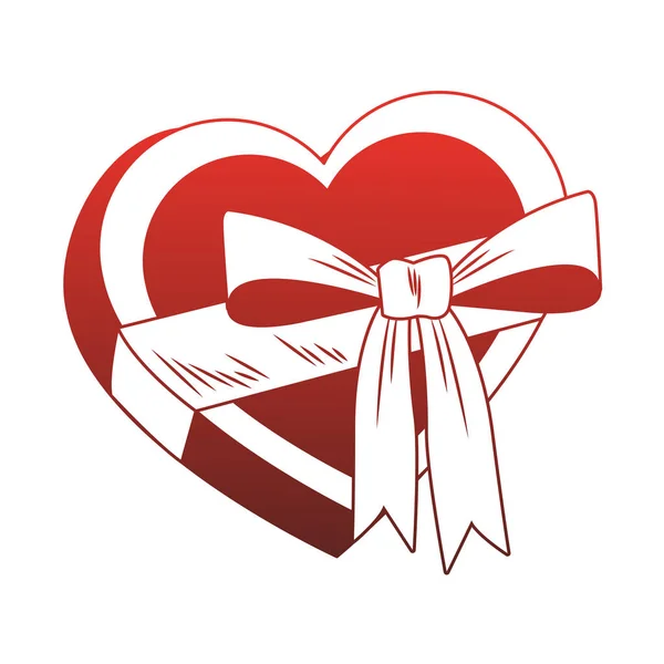 Herzförmige Geschenkbox Pop Art rote Linien — Stockvektor