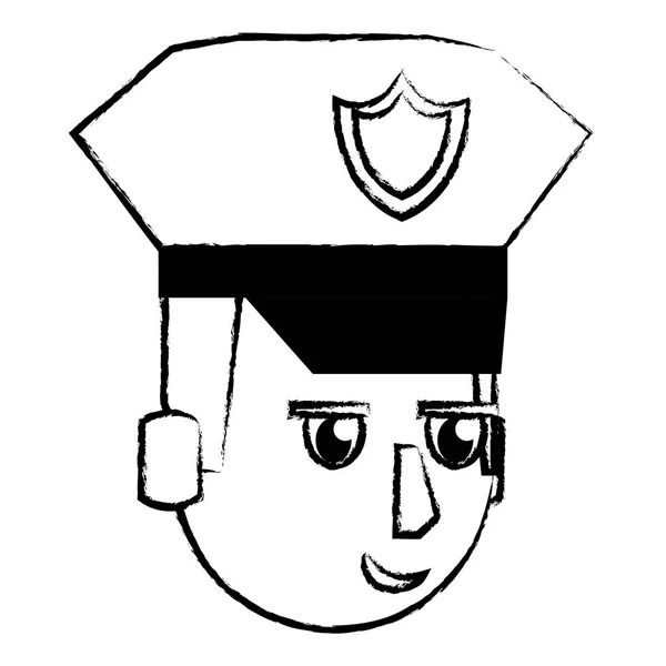 Polícia rosto desenho animado esboço — Vetor de Stock
