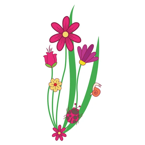 Blumen Karikatur isoliert — Stockvektor