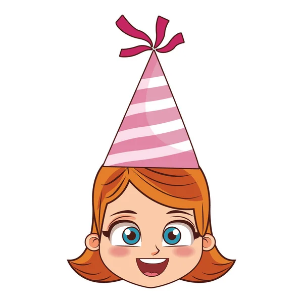 Meisje met verjaardag hoed — Stockvector