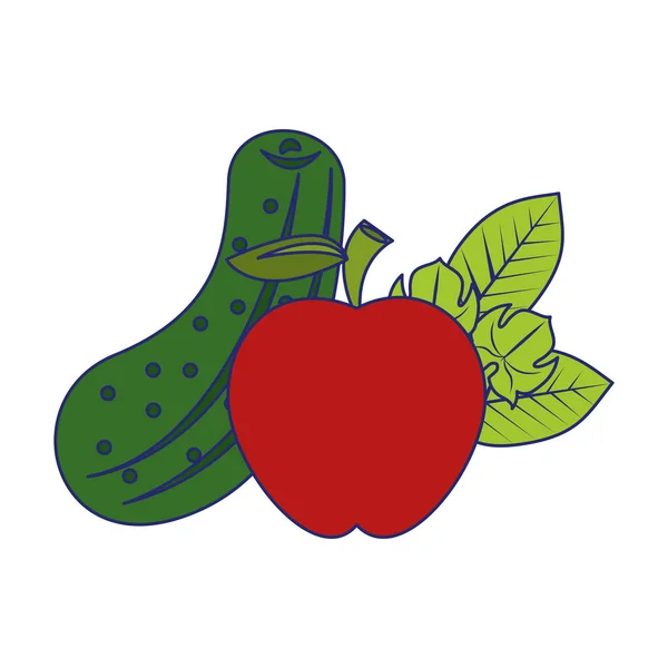 Zelenina zdravé potraviny modré čáry — Stockový vektor