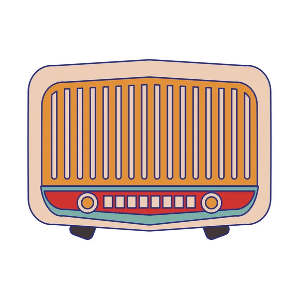 Vintage ol radio stereo blue lines — стоковый вектор