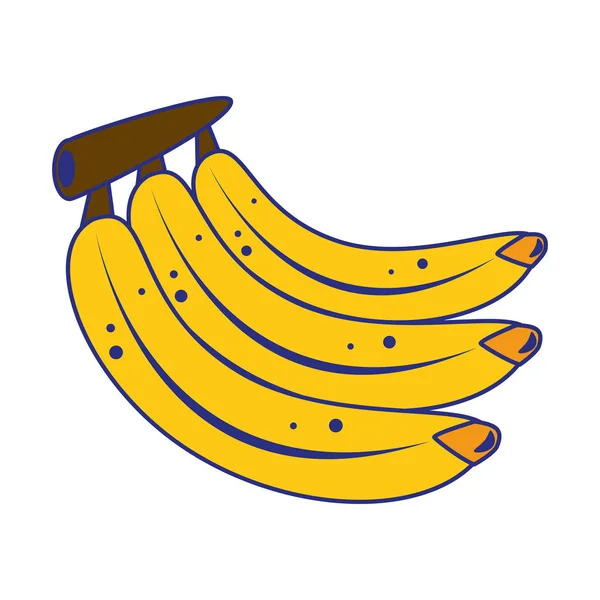 Plátanos frutas dulces dibujos animados líneas azules — Vector de stock