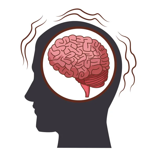 Alzheimer brain inside head silhouette — Stock Vector