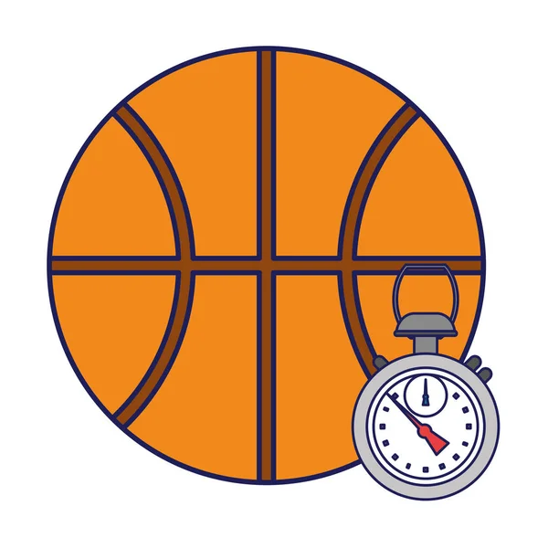 Basketbol topu karikatür izole mavi çizgiler — Stok Vektör