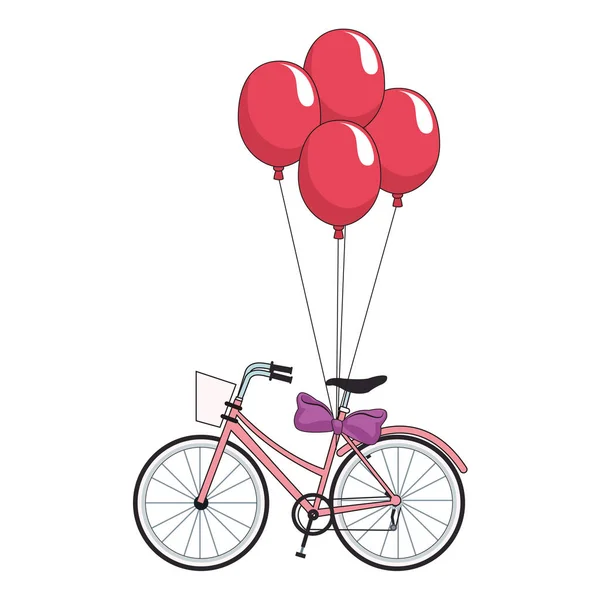 Oldtimer-Fahrrad mit Luftballons — Stockvektor