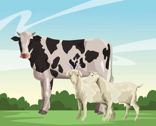 Kuh und Ziege — Stockvektor