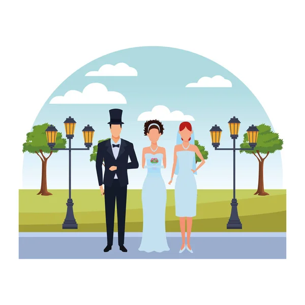 Personas vestidas para la boda — Vector de stock