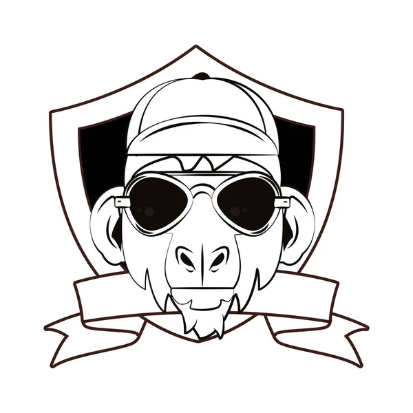 Hipster monkey cool sketch — Stock Vector
