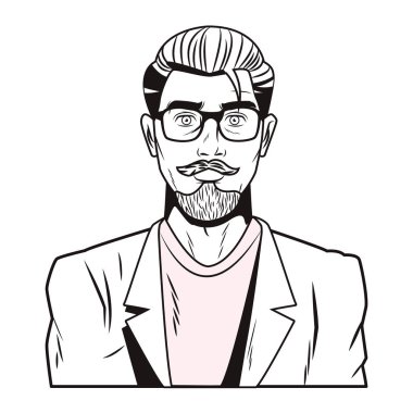 Hipster adam pop art karikatür