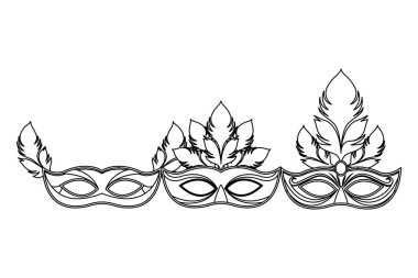 maskeler ve tüyler siyah ve beyaz kümesi