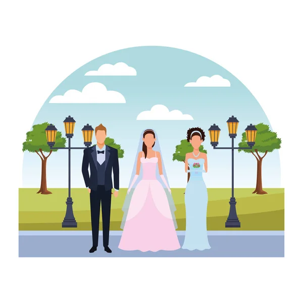 Άνθρωποι ντυμένοι για γάμο — Διανυσματικό Αρχείο