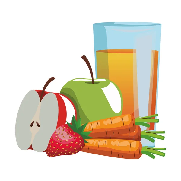 Jugos y frutas — Vector de stock