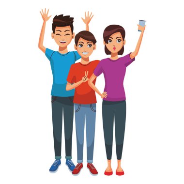 Akıllı telefonla selfie çeken arkadaşlar