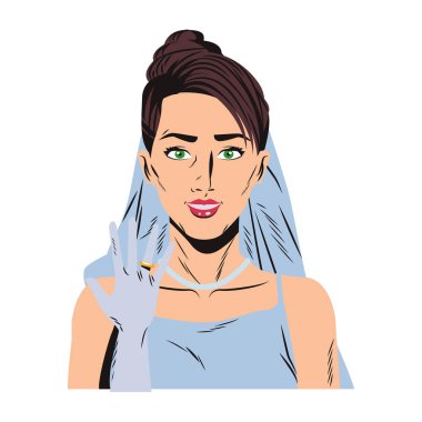 Pop art gelin profil karikatür