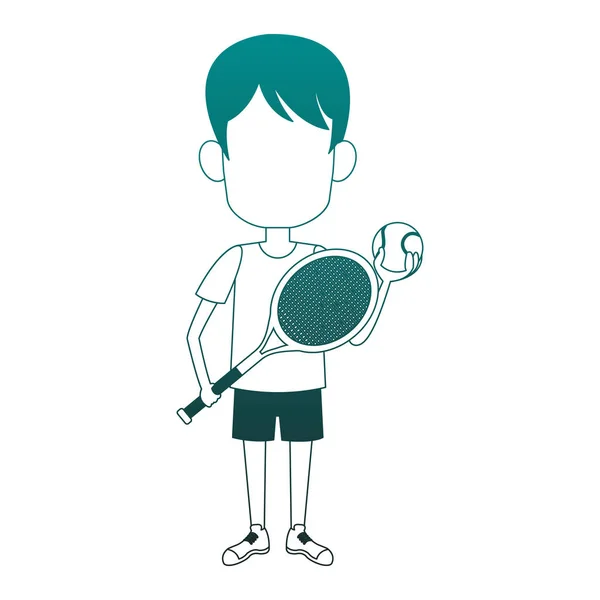 Junge mit Tennisball und Schläger — Stockvektor
