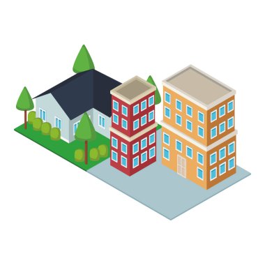 Ev ve rezidans kuleleri izometrik