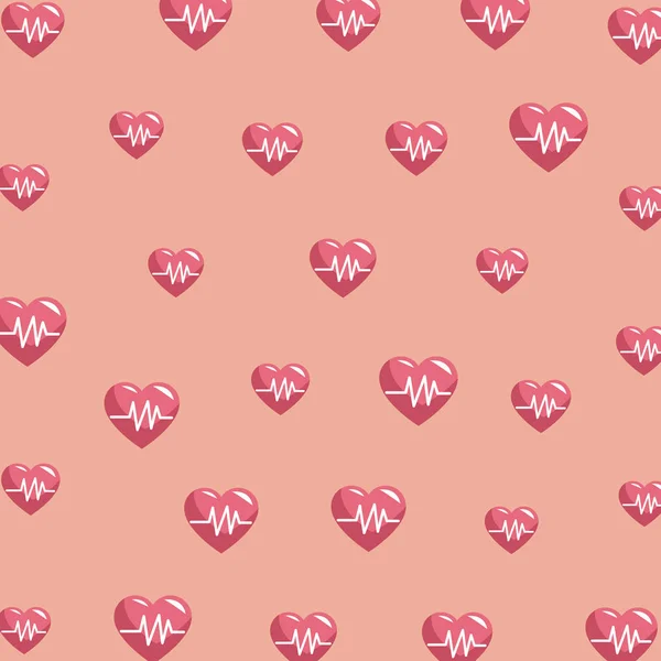 Heartbeats pattern background — Stock Vector