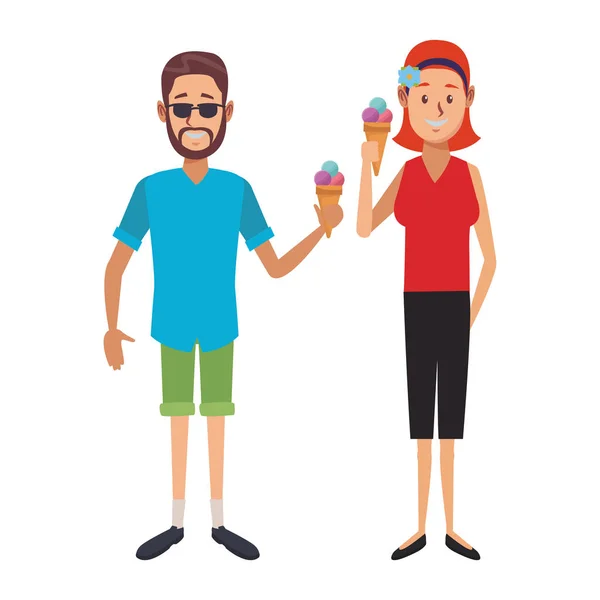 Personas con helado — Vector de stock