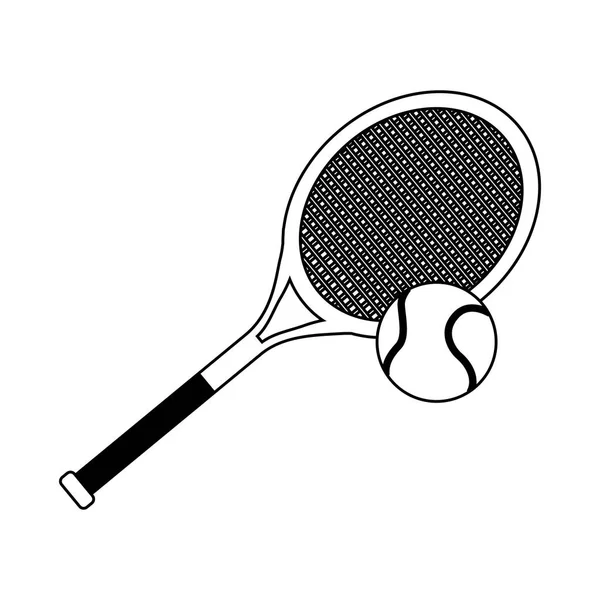 Tennis racket apparatuur in zwart-wit — Stockvector