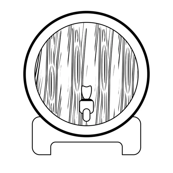 Вина дерев'яна бочка ізольована чорно-біла — стоковий вектор