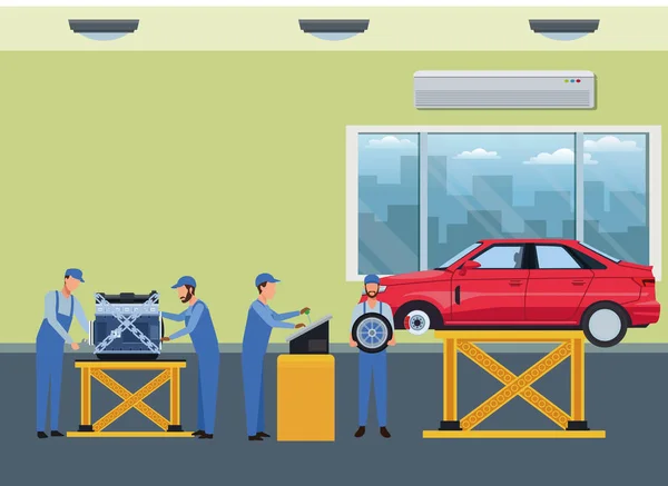 Auto service productie cartoon — Stockvector