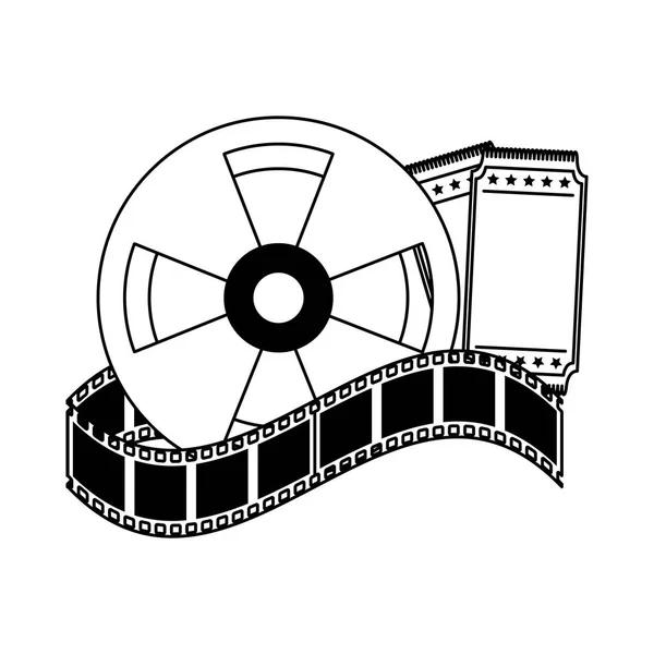 Cinema e filmes desenhos animados em preto e branco — Vetor de Stock