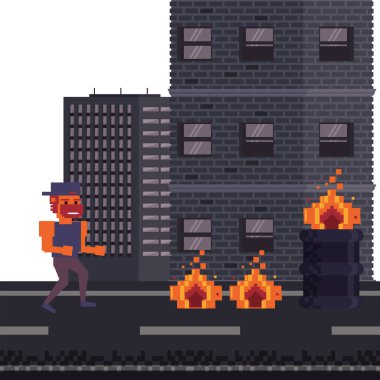 Pixelated videogame sahne