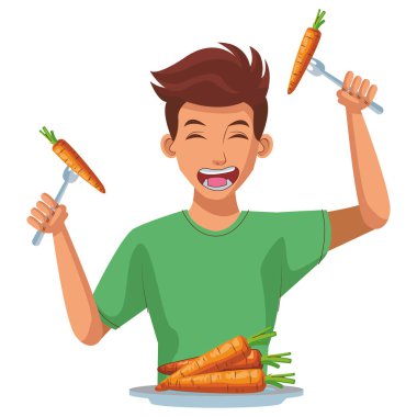 Genç adam ve sağlıklı gıda