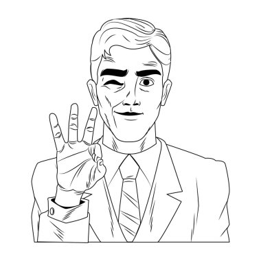 İşadamı pop sanat karikatür siyah beyaz