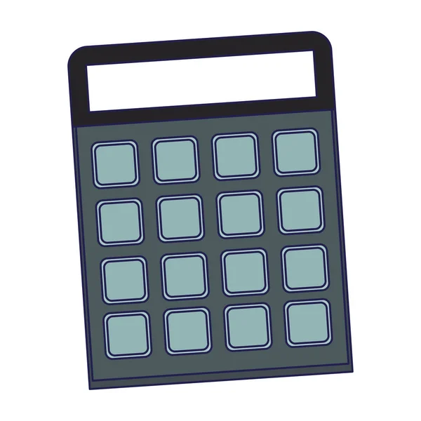Calcolatrice dispositivo matematico cartoni animati linee blu — Vettoriale Stock