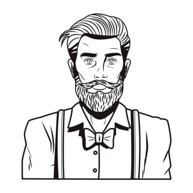 Hipster adam pop art karikatür