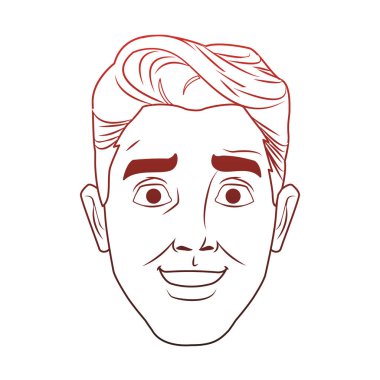 Adam yüz pop art karikatür kırmızı çizgiler