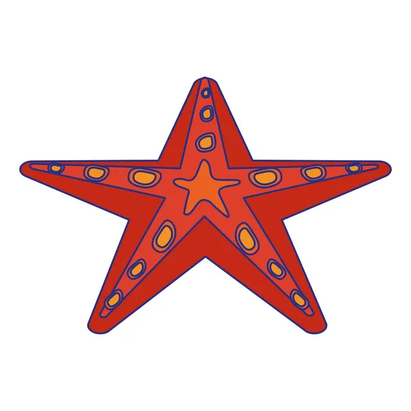 Estrella del mar dibujos animados líneas azules aisladas — Vector de stock