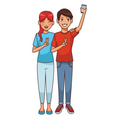 Çift selfie çekiyor.