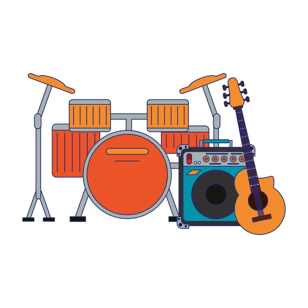 Equipos de música y estudio líneas azules — Vector de stock