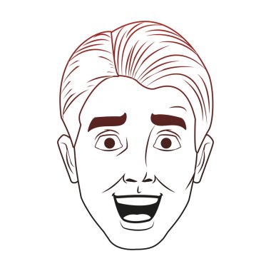 Adam yüz pop art karikatür kırmızı çizgiler